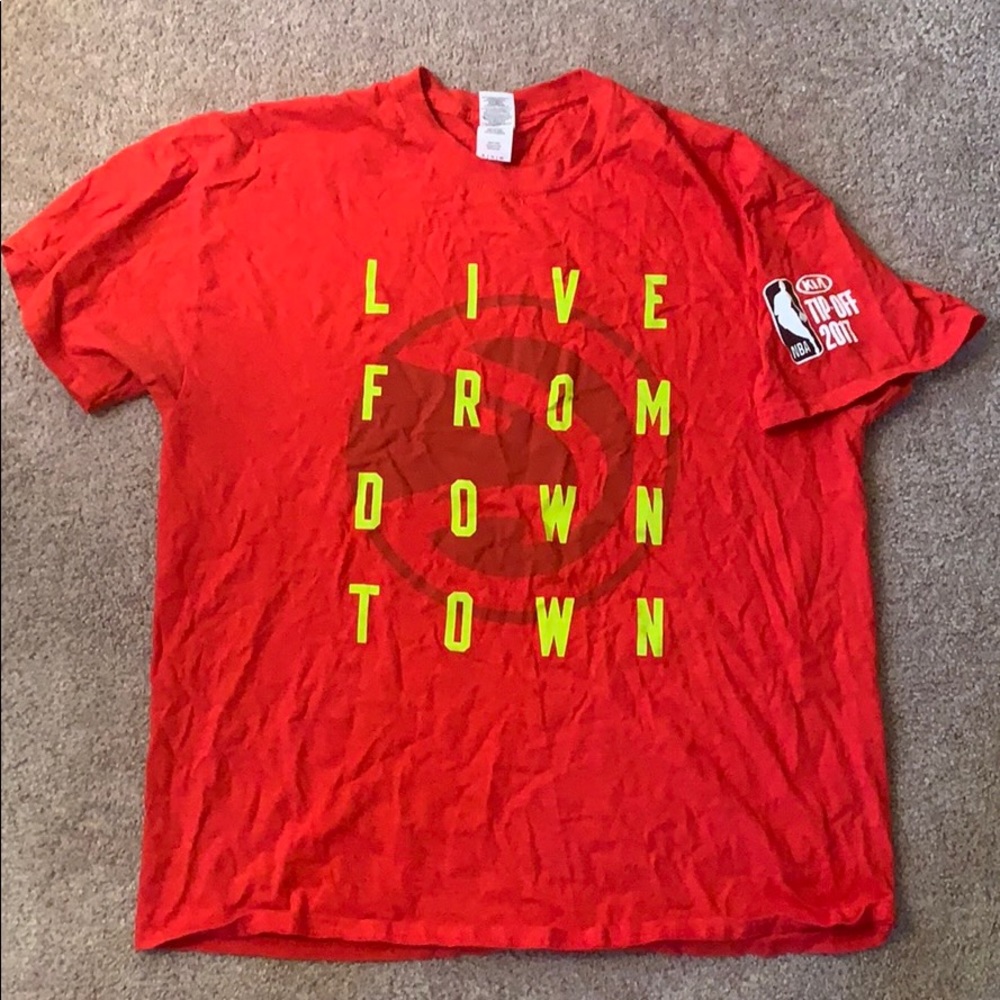 Red Atlanta hawks men’s shirt